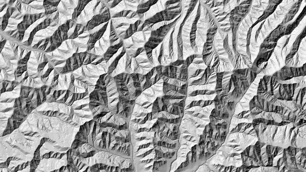 Reliefschattierung des Napf-Gebiets mit Hilfe des Höhenmodells von swisstopo